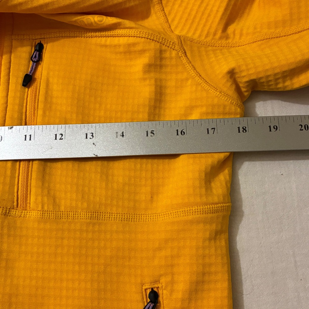 Marmot SIze Medium Yellow Full Zip Grid Fleece Jacket Mock Neck Hiking Outdoors - Picture 5 of 12